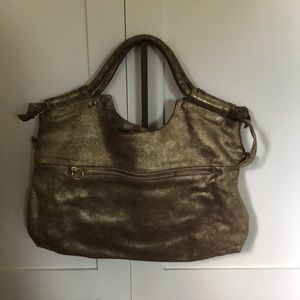 Foley + Corinna crackled gold tote